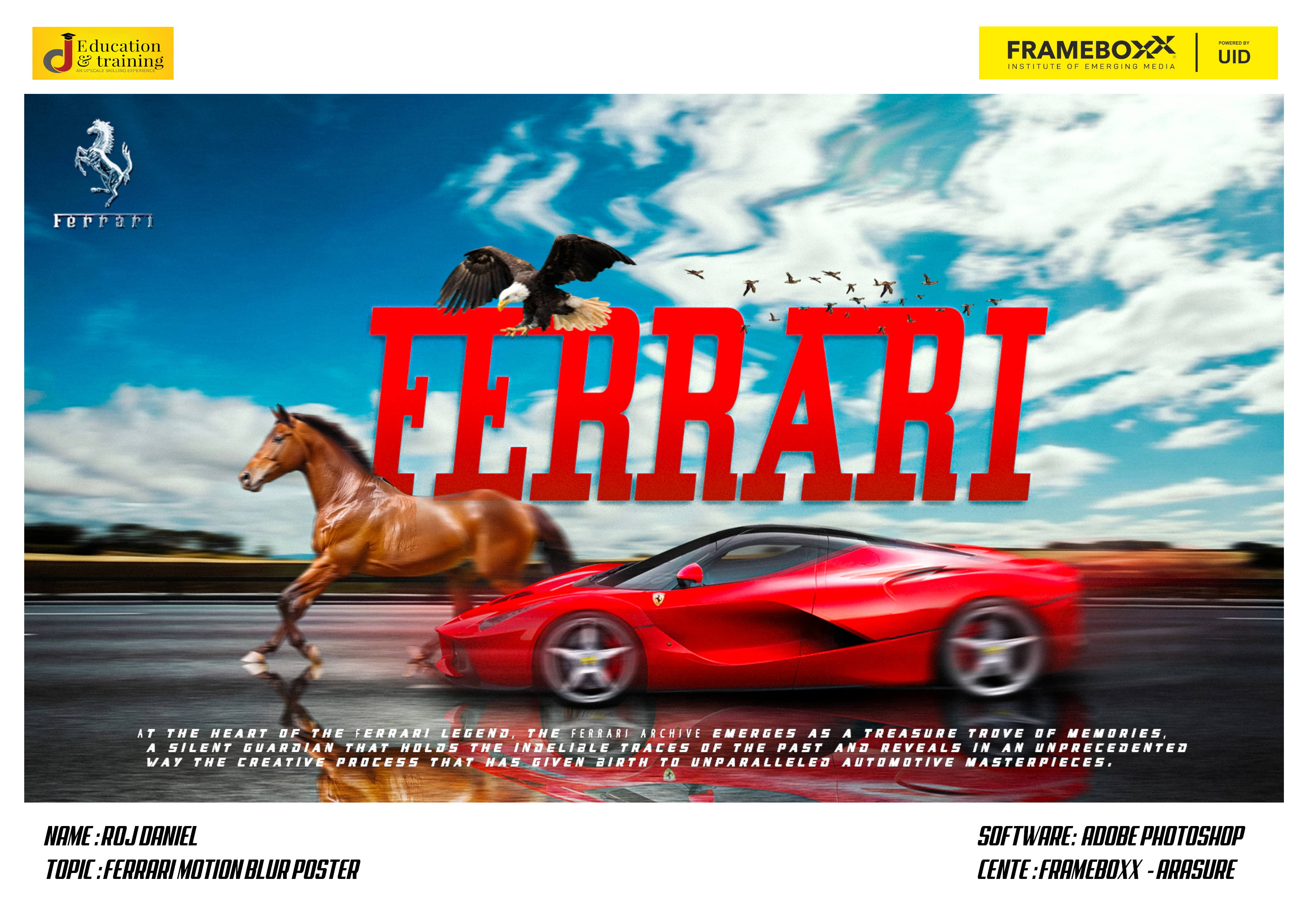 Ferrari Motion Blur Poster